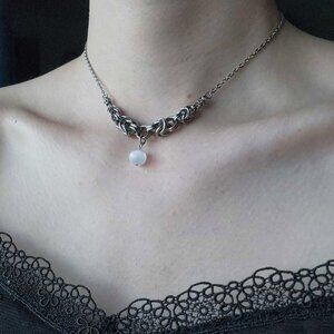 Fairy selenite crystal and silver choker necklace